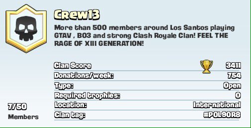 Crew13_'s tweet photo. Crew 13 in #ClashRoyale π
#Crew13 #XIII #POL90R8 https://t.co/5DBtcBnqI1