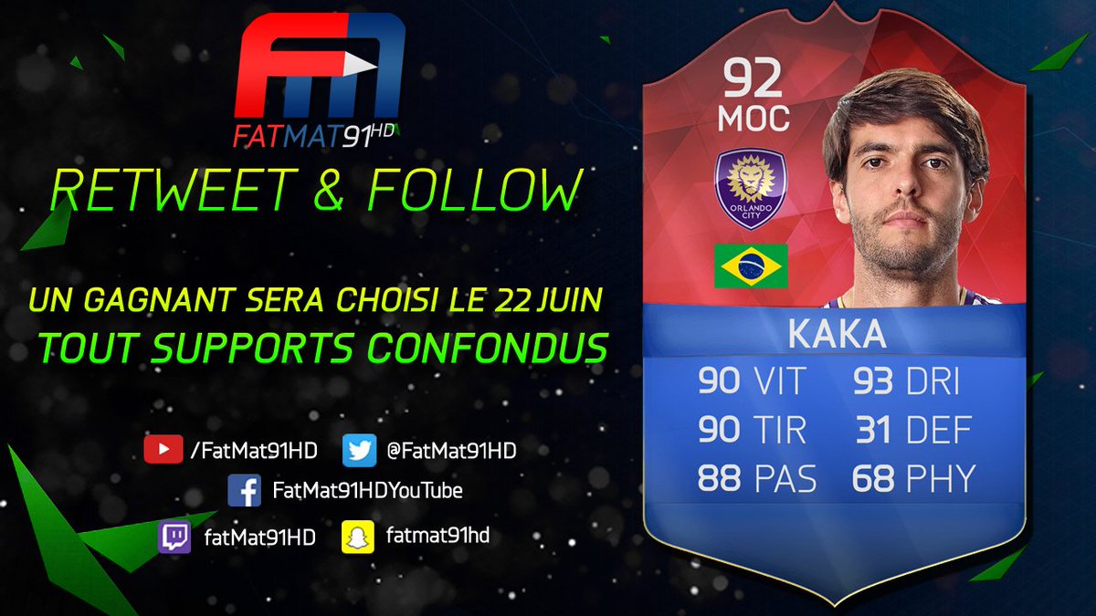 FatMat91HD's tweet image. RT &amp;amp; FOLLOW pour tenter de gagner Kaka version iMOTM !
Tirage Mercredi 22 Juin 

Merci @EA_FIFA_France