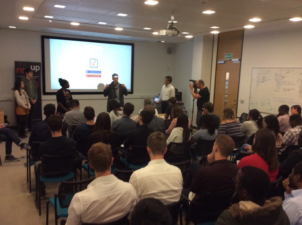 After an intense weekend - our first student team pitch has begun at @NCLRiseUp Bootcamp #RUreinven