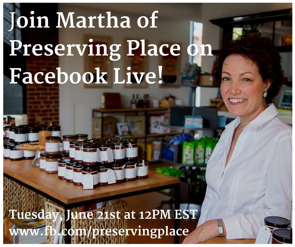 PreservingPlc's tweet photo. Submit questions for our Facebook Live chat on canning using #askMarthaMcMillin! #PreservingPlace #ATL https://t.co/hNnx2t8fcZ