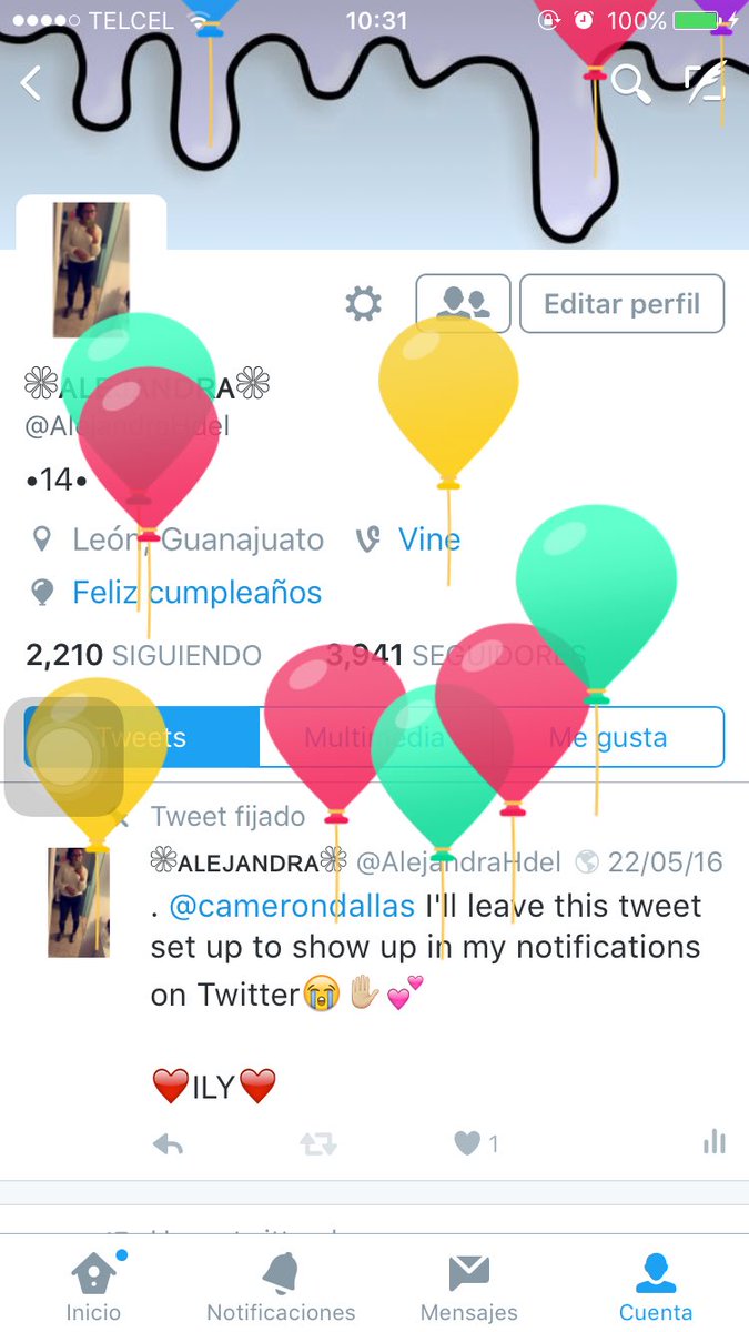 TeamAlonsoLeon's tweet photo. Hoy es mi cumpleaños😭😍❤️🎉🎈

Ya hay globos en mi cuenta🎈✨ https://t.co/baG6t1Cq5R