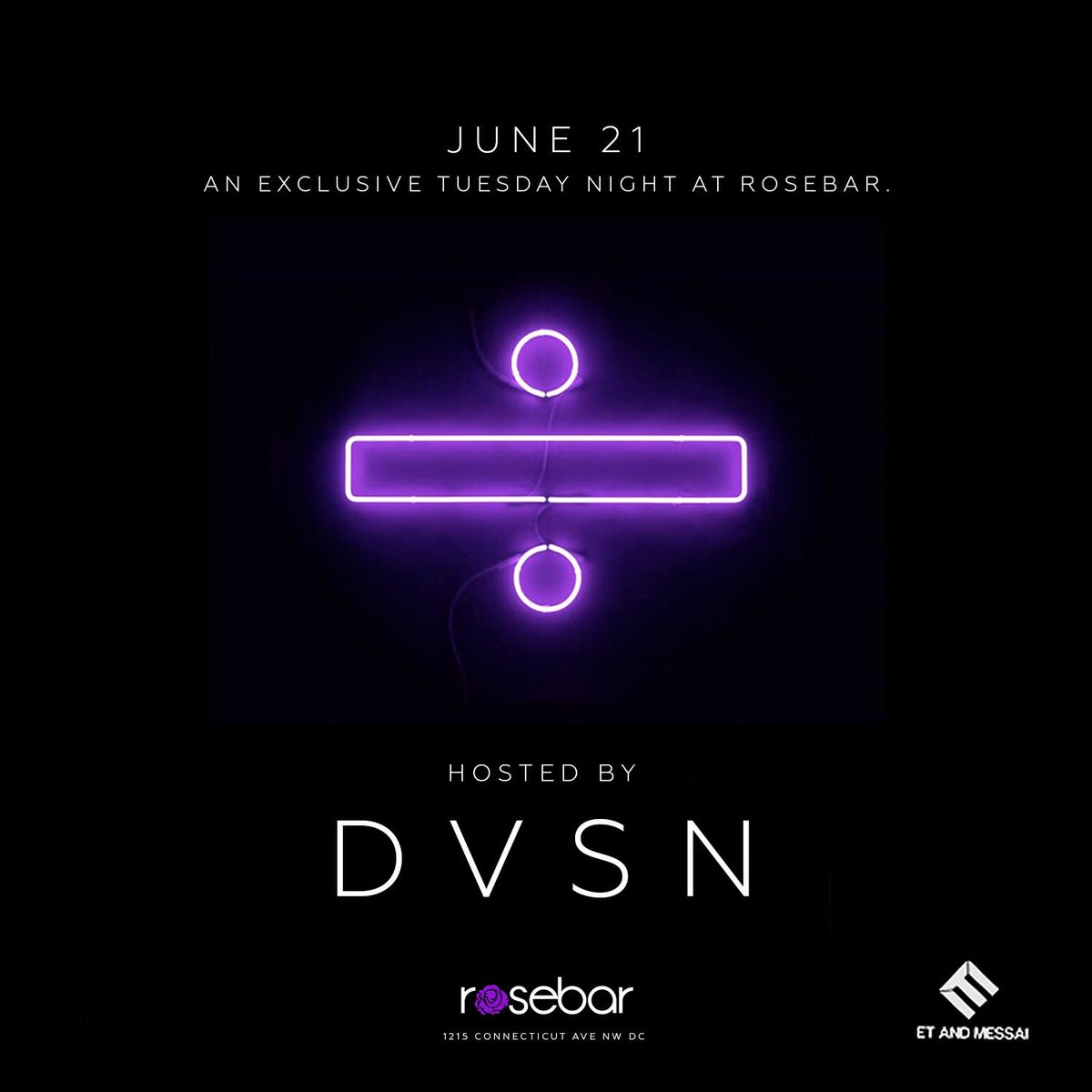 ETandMessai's tweet photo. @dvsndvsn hosts a special Tuesday night event at @RoseBarDC. Doors open at 10pm. Info 202.599.3619 #ETandMessai https://t.co/SvbJwslcQL