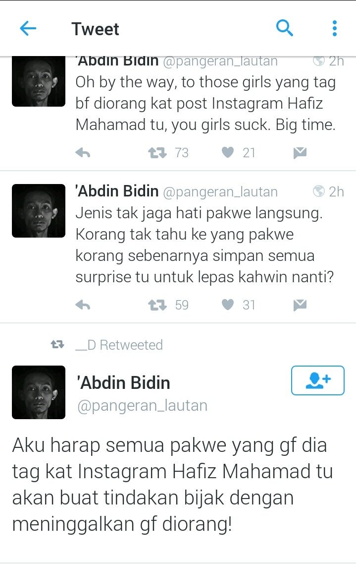 Ha_iril's tweet photo. Nice word ,Nasihat sikit kepada girl² yang jeles pakwe Syafiqah aina iaitu Hafiz Mahamad tak sama macam bf anda 😉 https://t.co/jj8WnmGyQ9