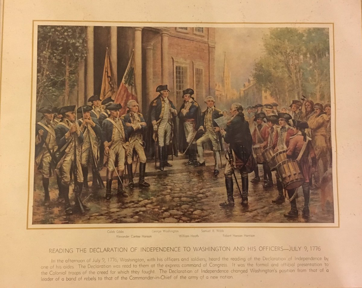 GenWilliamHeath's tweet photo. @TurnAMC @RevWarNet @RevWarTalk With @GeoWashington listening to #DecOfIndependence for first time  - July 9, 1776 https://t.co/QcDpJa7Wrd