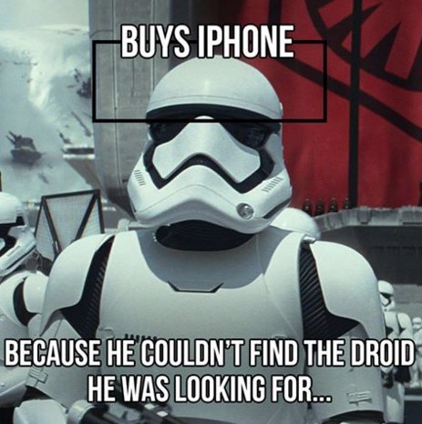 LoganRCrockett's tweet photo. Yeah... that's why we bought iPhones too...

#StarWarsHumor https://t.co/eEVFhJ4Aya