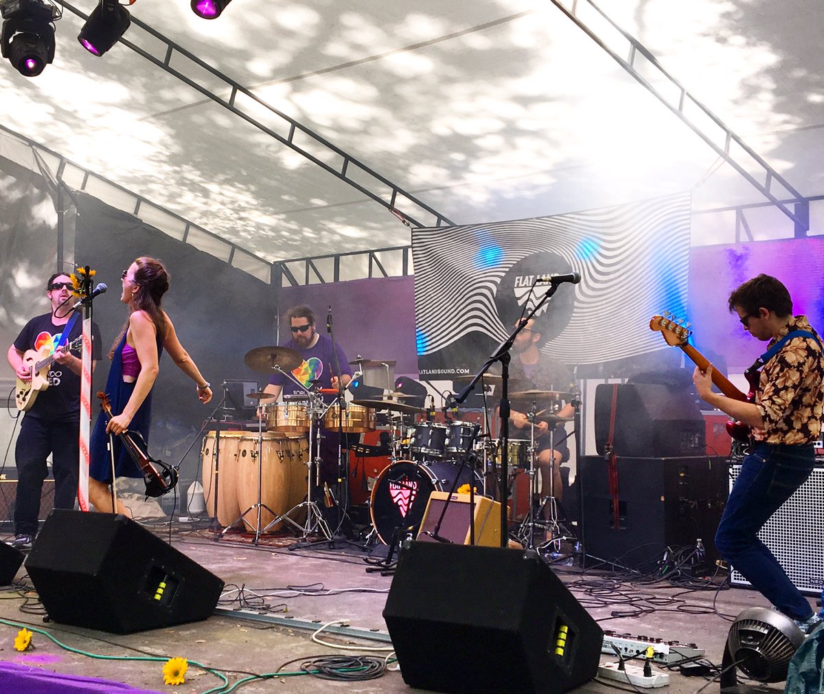 HigherTasteCafe's tweet photo. Fellow Gainesvillians #FlatLandSound kicking off #PurpleHattersBall's last day. What an amazing band!!!π https://t.co/FYUhVtoP7a