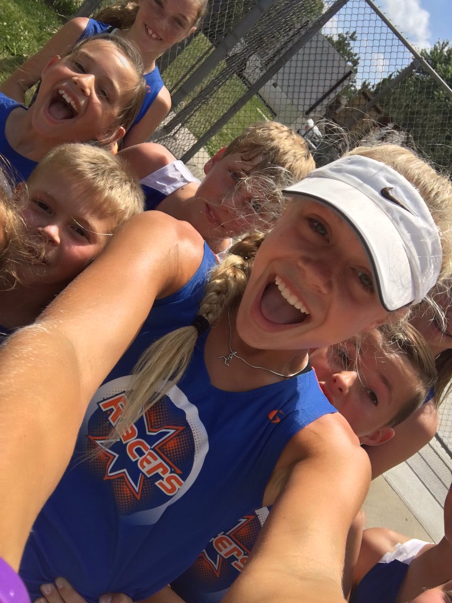 omaharacersTF's tweet photo. USATF Nebraska State Junior Olympics Racers Team. It's 100 degrees, but these munchkins don't care. Go Racers! https://t.co/3semQEgbgC