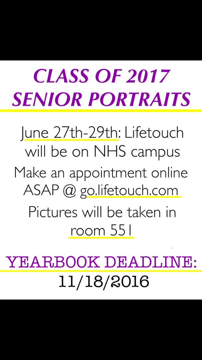‼️‼️SENIOR PORTRAITS ‼️‼️
You can take them at the life touch studio but make sure to make your appointment ASAP‼️