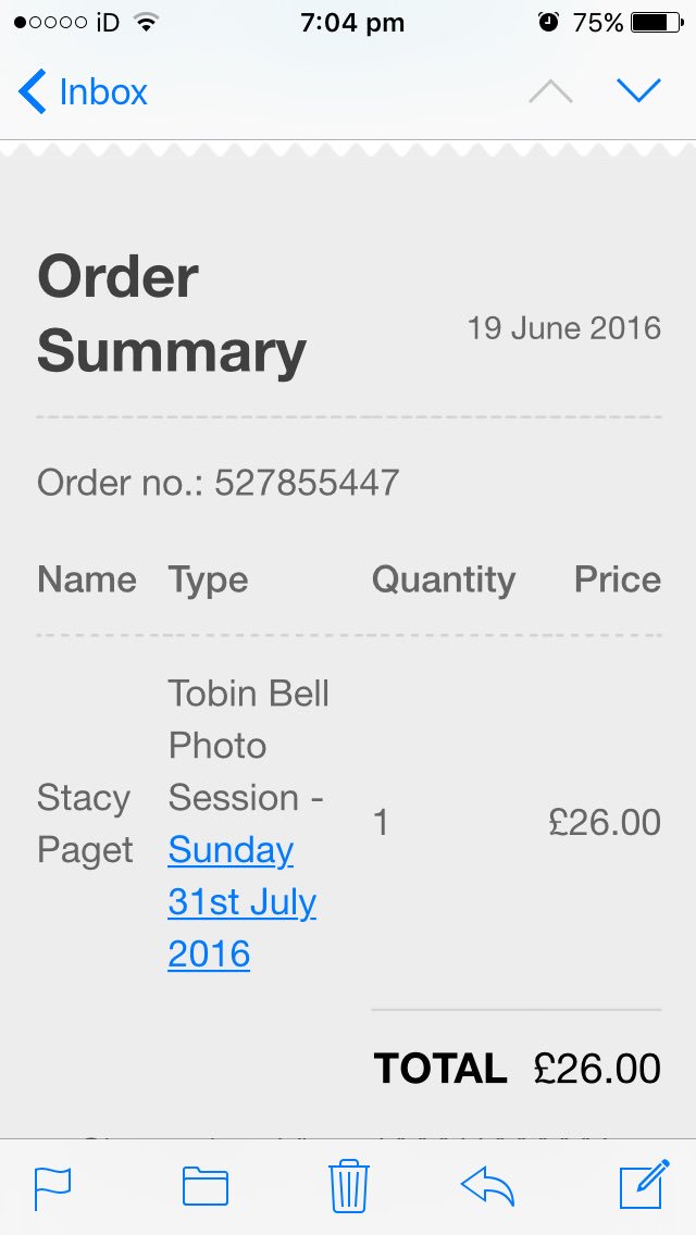 It's official! I'm having a photo with <a href="/officialtobin/">Tobin Bell</a> at London Film &amp; Comic Con in July. Ridiculously excited!!!
