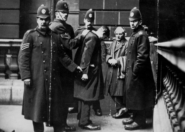 David Kirkwood, a socialist from Glasgow, Scotland being detained by police during 1919 Battle of George Square