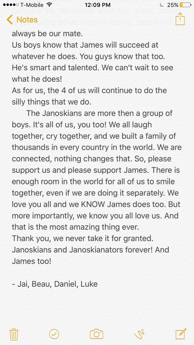 janoskians's tweet photo. To our beloved Janoskianators please read with an open heart. ❤️ https://t.co/FrHujjZzAl