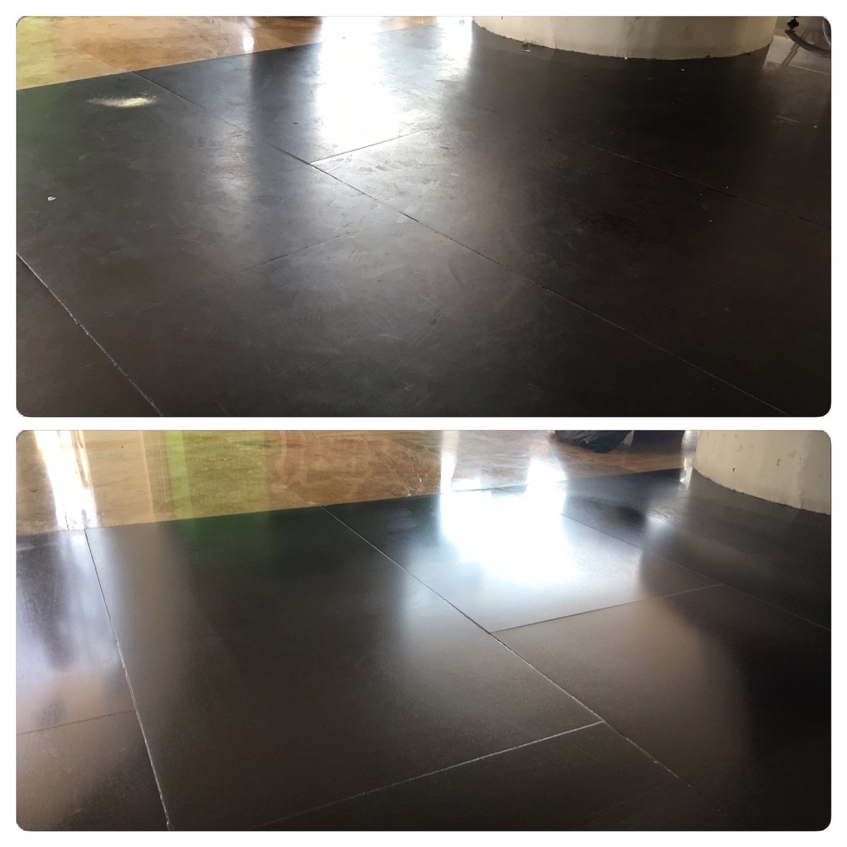 limpiezaybrillo's tweet photo. Procedimento: capas de protección y realce del brillo natural para porcelanato negro. Somos Limpieza y Brillo. https://t.co/Dv37th0K1S