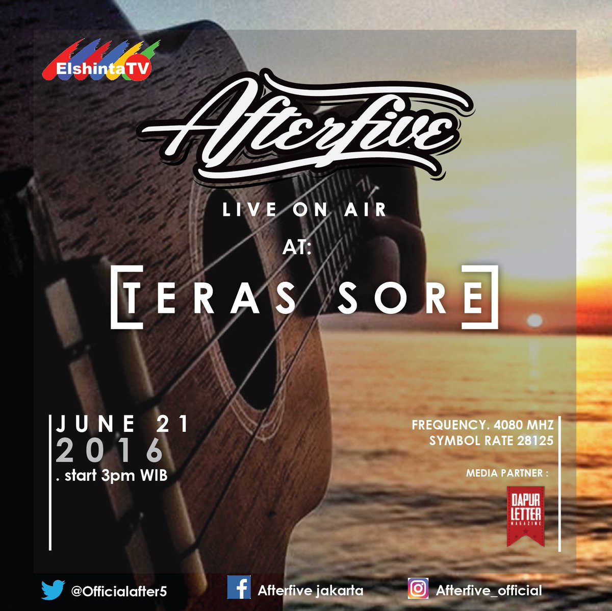 21 Juni AFTER FIVE live on air ELSHINTA TV 35 UHF 'Teras Sore'
#elshintatv #terassore #liveonstreaming #dapurletter