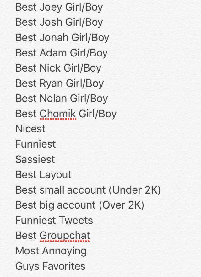 SDKFandomAward's tweet image. Here are the category&apos;s, DM or tweet your votes!