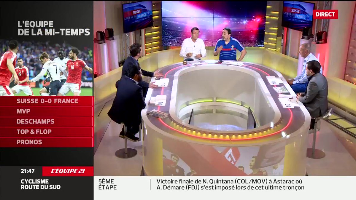 lachainelequipe's tweet photo. On se retrouve maintenant sur @lequipe21 pour le debrief de la première mi-temps #FRA-#SUI 

https://t.co/cp010EeCmx https://t.co/p0JgSQ37jq