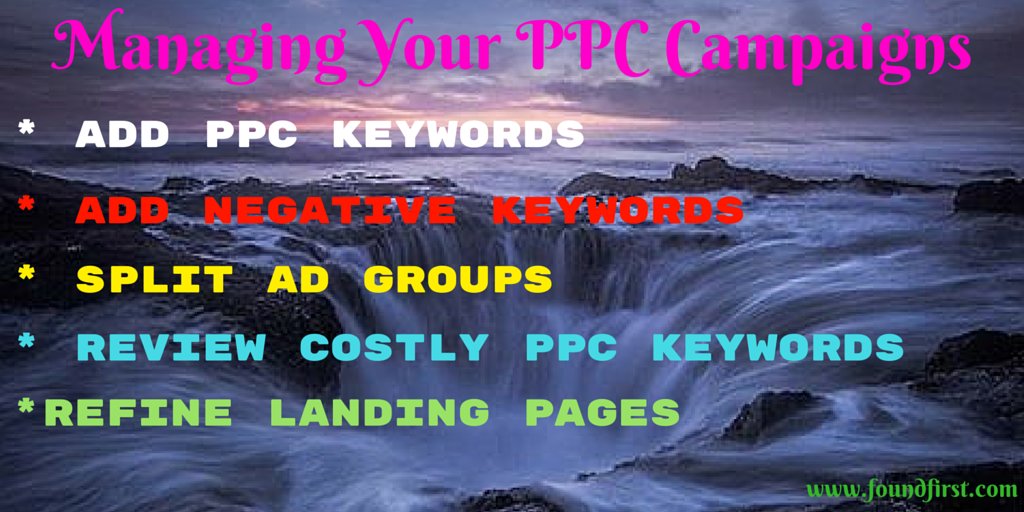 Managing Your #PPC Campaigns
#Pay_Per_Click (PPC)
#Web_Designing 
#SEO
#Pay_Per_Click
foundfirst.com