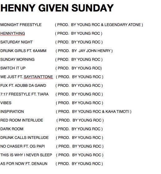 functiondetroit's tweet photo. Track list for #hennygivensunday https://t.co/iRZMNO1o0g