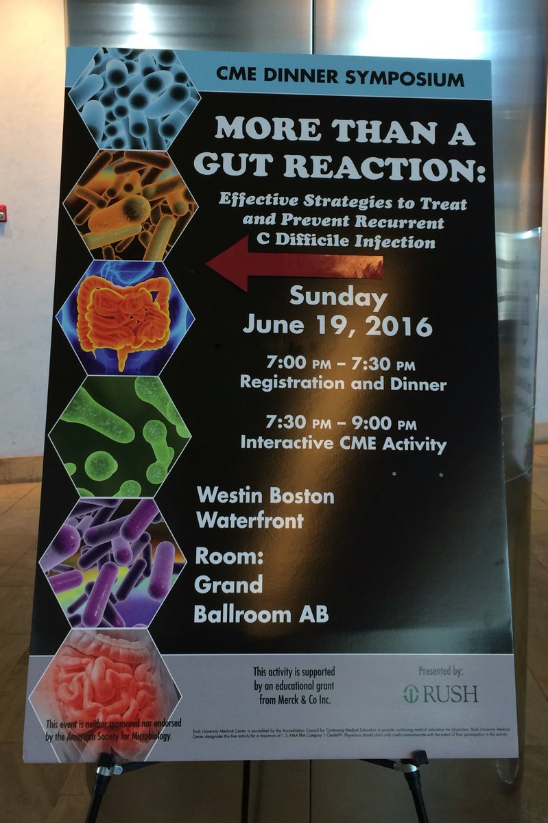 dpguinee's tweet photo. Come on down - dinner symposium on Tx and Px of recurrent C Diff Infxn 7-9p 2nite #ASMMicrobe2016 #microbe2016 https://t.co/65AYUHhu2S