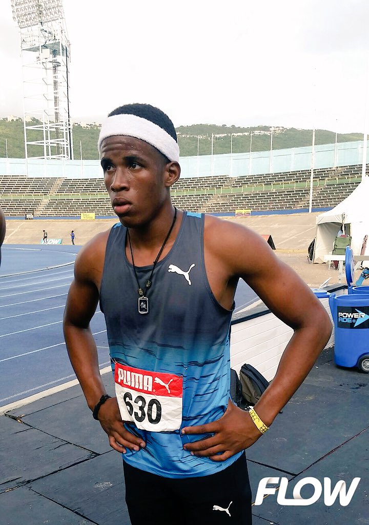 FLOWJamaica's tweet image. STETHS' Nigel Ellis WINS the Nat'l Junior 200m title in 20.60s ahead of KC's Akeem Bloomfield #NationalJuniorChamps