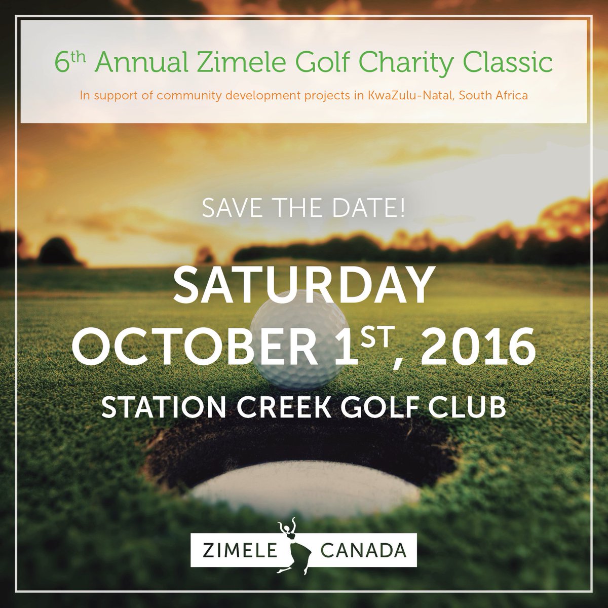 ZimeleCAN's tweet photo. Join us on October 1st for our 6th ANNUAL ZIMELE GOLF CHARITY CLASSIC. Save the date! #golf #event #toronto #zimele https://t.co/yQaK92OB7J