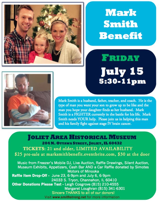 napervillerunco's tweet photo. There will be a benefit July 15 to help Minooka's Mark Smith in his fight with brain cancer. https://t.co/79xeudAShw https://t.co/H6jVrv35Bw