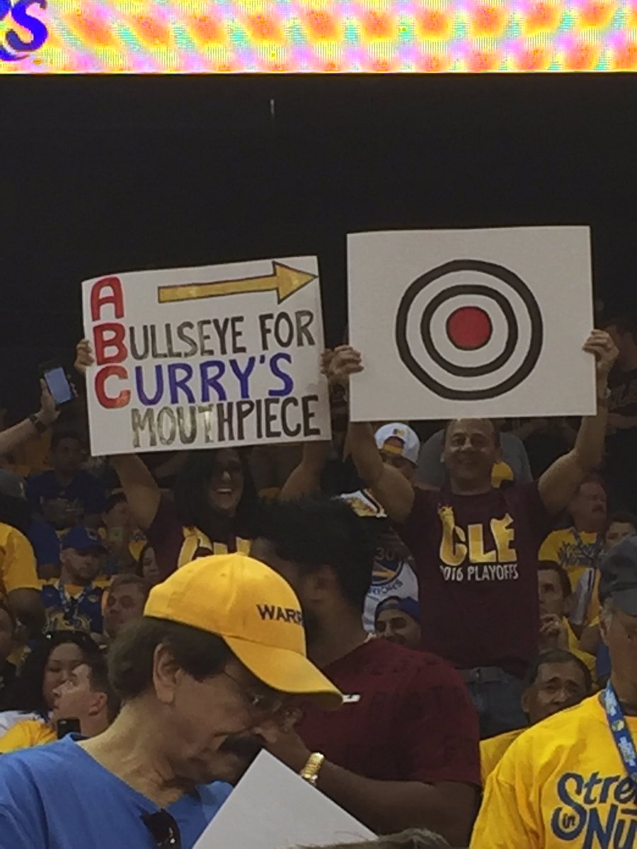 SportsCenter's tweet photo. Some Cavs fans infiltrated Warriors territory. https://t.co/HOVnfDN8Xu