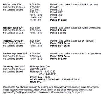 DDSimonSr's tweet photo. Just a reminder of the locker clean out &amp; final exam schedule #finishstrong @CNHS2019 @cnhs2018 @CNHS_2017 @CNHS2016 https://t.co/3pEQBI1bWL