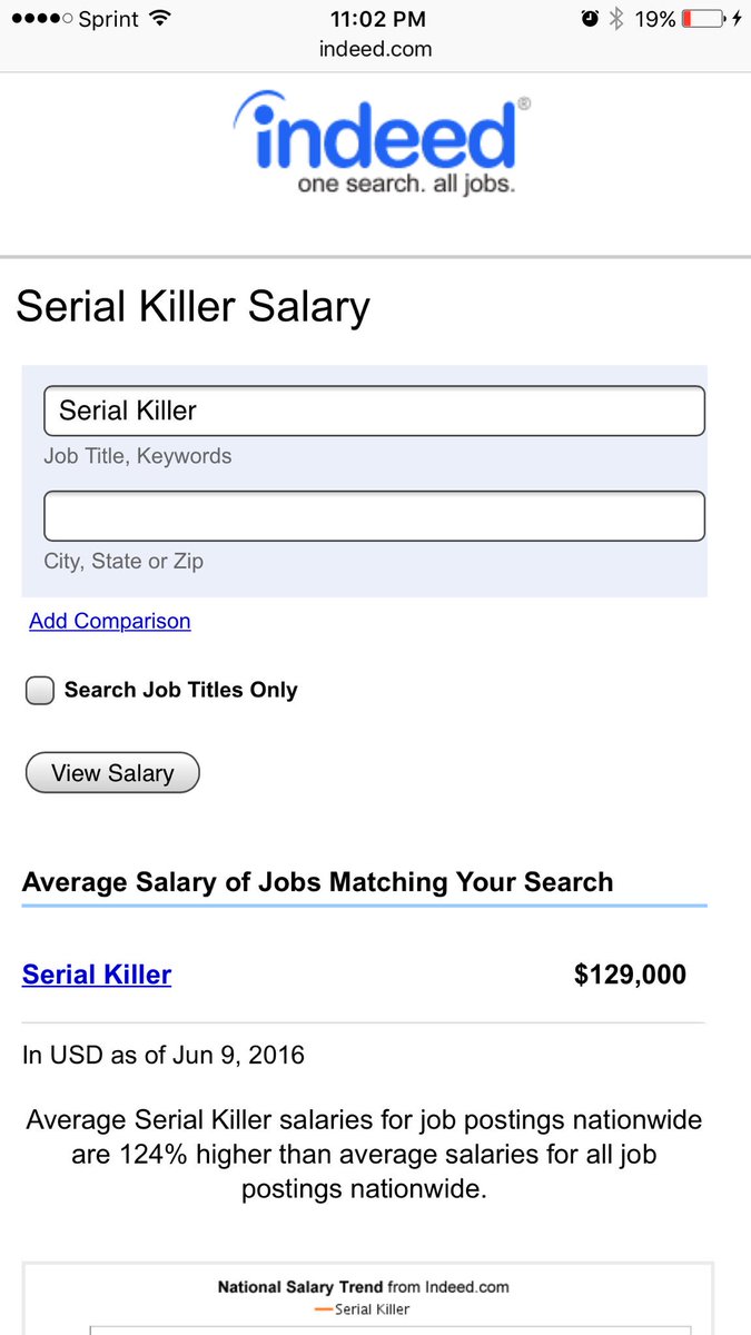 Just in - According to indeed.com you can make $129k a year killing people! #indeed #Atlanta #atl
