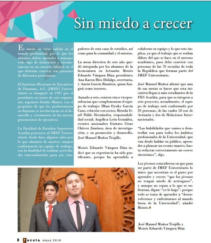 imef_acatlan's tweet photo. Estamos en la gaceta de mayo de la @FES_ACATLAN #IMEFuniversitario 
https://t.co/qomPtNFLly #OrgulloPuma https://t.co/ZWuDnddvVV
