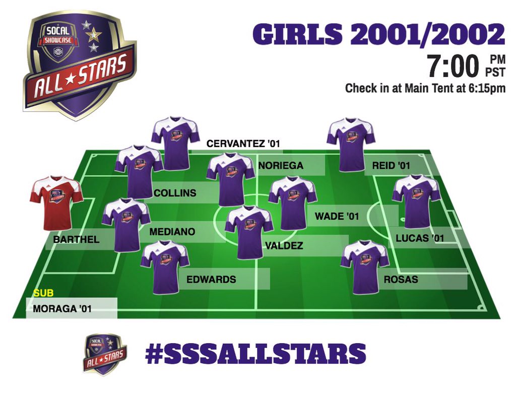 SocalshowcaseLA's tweet photo. Check out our showcase All Star Lineup for Girls 2001/2002, game at 7! #SSS2016 #GameChanger https://t.co/OjVF2MPHYa