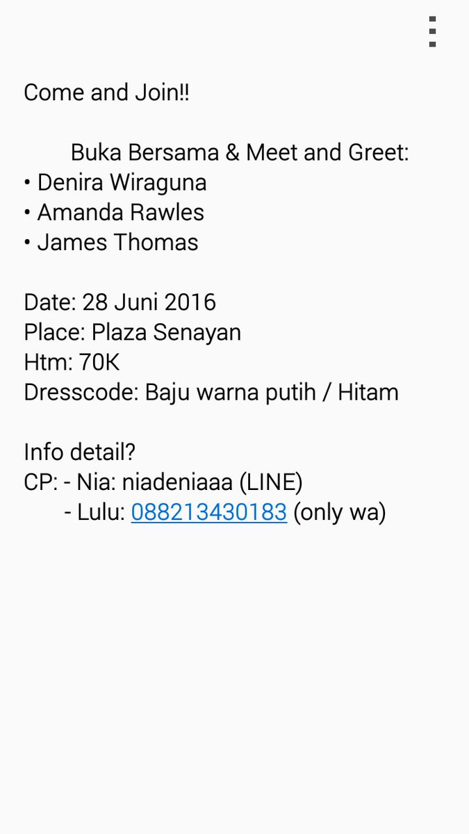 DeniraniyarOFC's tweet photo. Come and join guysss!! Kapan lagi bisa buka puasa bersama bareng 3 artis kece sekaligus!! :) https://t.co/0tnH4dhPof