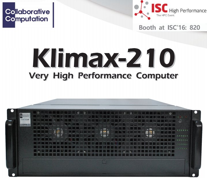 CoCoLink_Corp's tweet photo. Please visit #CoCoLink at #ISC16(Booth:820) to meet our great #HPC product '#Klimax_210'!

#supercomputer #ISC2016 https://t.co/xAd0IMTeel