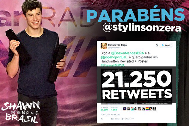 ShawnMendesBRA's tweet photo. PARABÉNS @stylinsonzera! Você é a grande ganhadora de um Handwritten Revisited + Pôster! Agradecemos o seu esforço! https://t.co/hp2OEfWB42