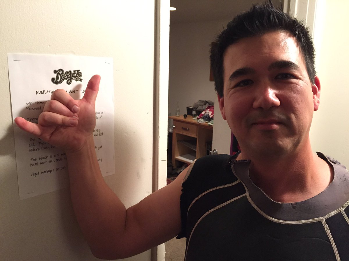 PointBreak_Live's tweet photo. Tonight's #JohnnyUtah is Mike, the pride of #SanMarcos. Backstage at #PointBreakSD 6/19/16. Thanks, Sheri! https://t.co/rsRP2ovfc0