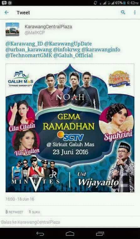 #sahabat_karawang jangn lupaaaa ya ada noah diacara gema ramadhan