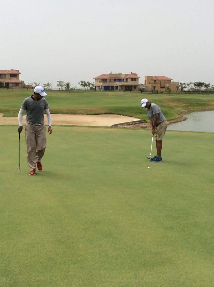 SportASmile's tweet photo. Marching resolutely forward are Siddharth Naik &amp; Brijesh Patel #Raceto300 #Fast&amp;Furious @golfingindian https://t.co/F5qKwaYqce
