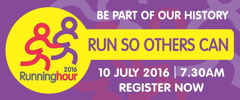 RunSoOthersCan's tweet photo. ⌛️Counting down to #Runninghour2016 ! Come join our very own race with a twist. Sign up at https://t.co/L9RHZj549k. https://t.co/lp8GeXkt3N