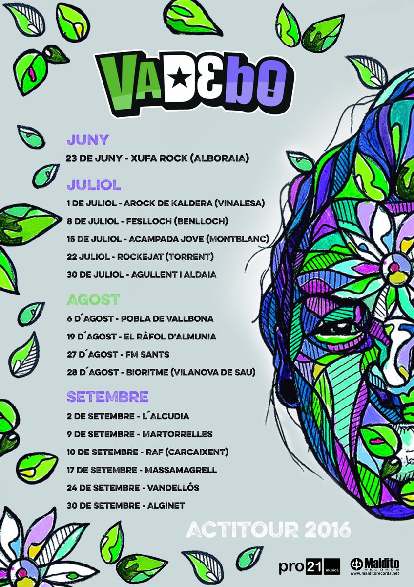 Vadebogrup's tweet photo. ACTITOUR 2016!! Noves dates família @FestBioRitme @festivalRAF @Feslloch @acampadajove @Rockejat2016 @XufaRock https://t.co/uXqAWQLnAA