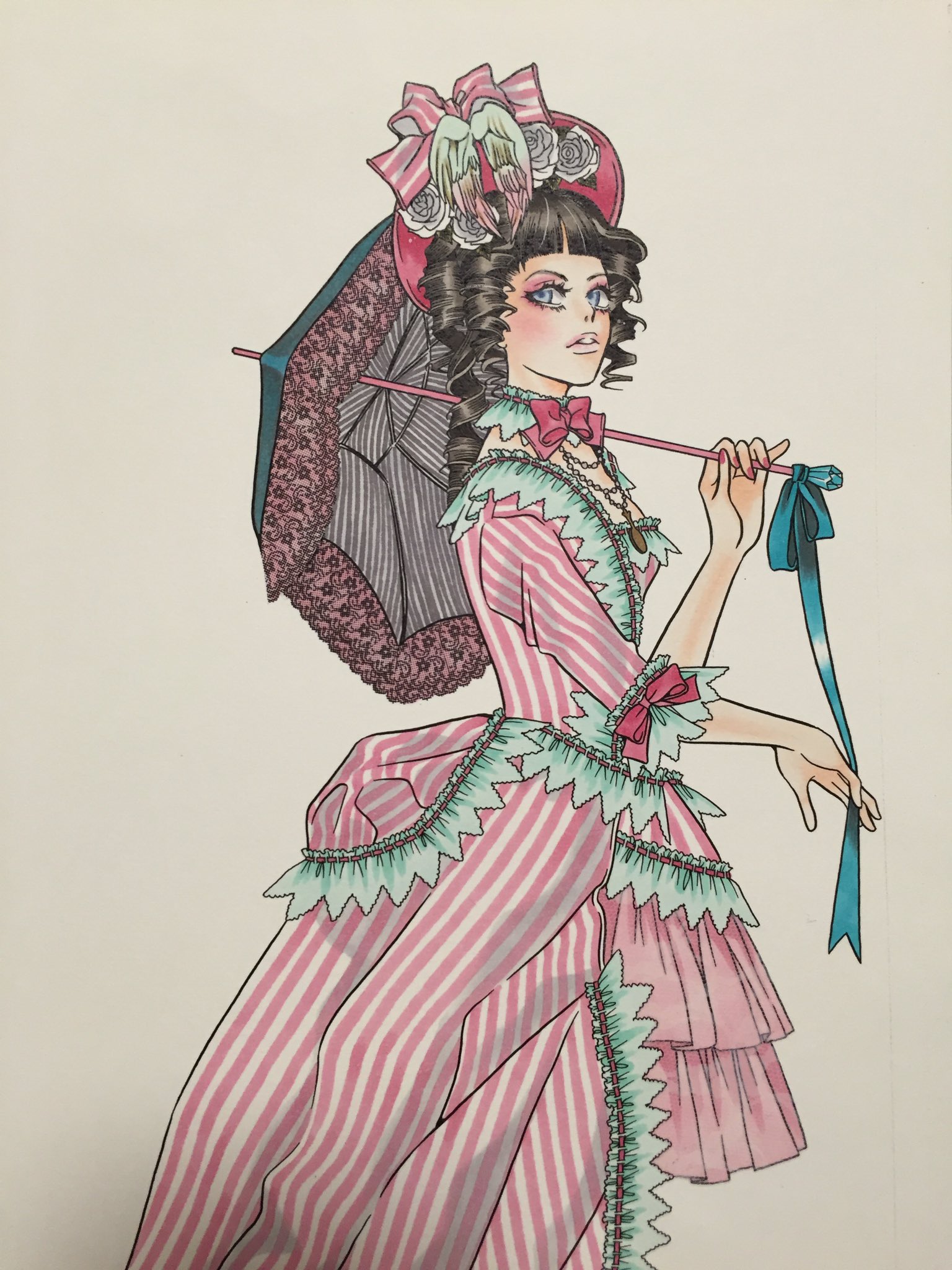 三原ミツカズ ケラマニアクス塗り絵企画連載 同じ絵を2パターン塗り分ける企画でした イラストですらメイクで顔が変わるのは面白い T Co Zdmobeskmz Twitter