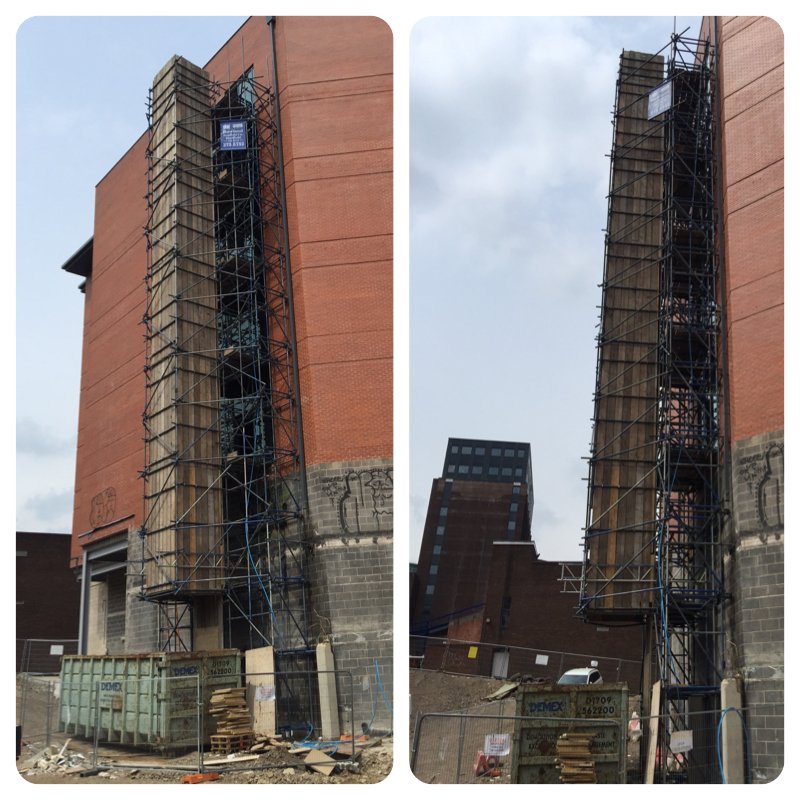 We were asked to produce this design &amp; calculation for a cantilevered rubbish chute tower. Looks great!
#scaffolding