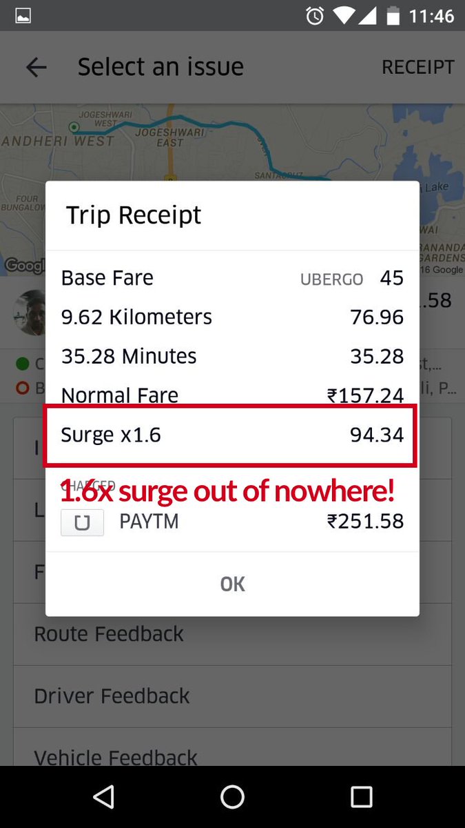chitrang_j's tweet photo. @Uber_Mumbai Surge charged without any indication. No popup, no icon, nothing! Happened 5-6 times this week. WTF! https://t.co/uLk4uEOYX2