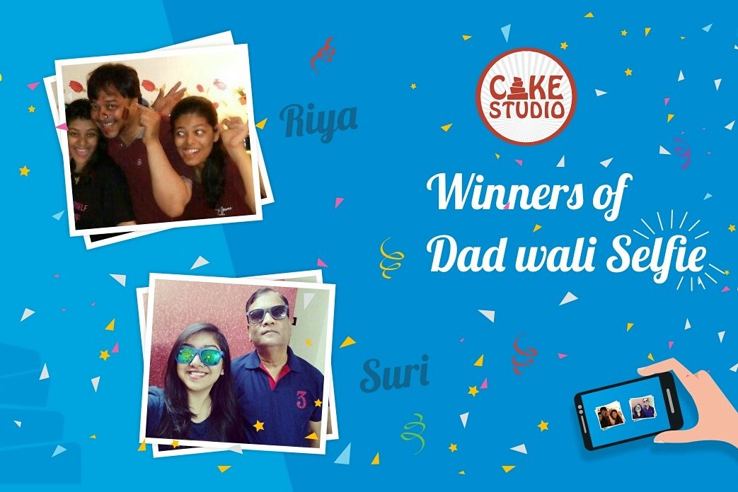 Cake_Studio4U's tweet photo. Here are our winners of #DadWaliSelfie #Contest congratulations @riyushah5 and Suri hope you liked our prize. :) https://t.co/6WDspsEWy2