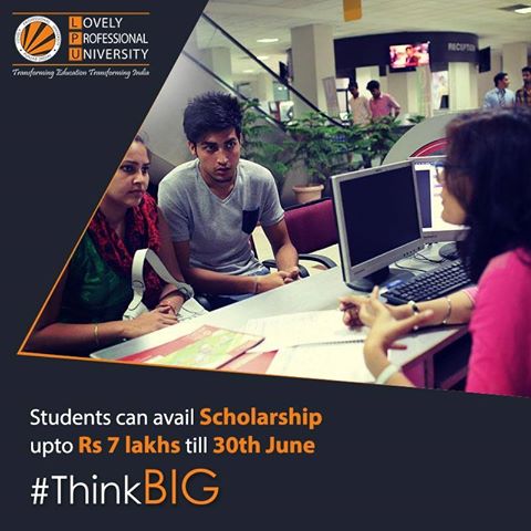 ThinkBig_INDIA's tweet photo. Get #scholarship upto Rs. 7 Lakhs as they join #LPU ? 
Check https://t.co/8pDDEHI5o6  for more information. https://t.co/W1eNIIFwXc