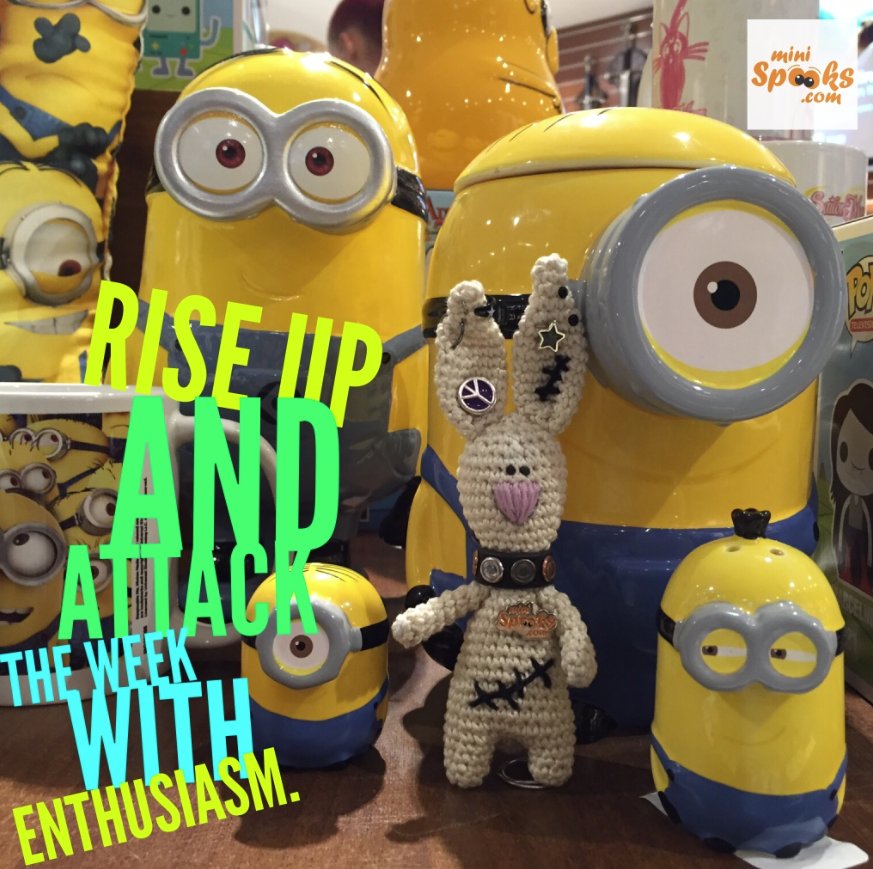 FurryFlinn's tweet photo. Rise up and attack the week with enthusiasm. #minispooks #amigurumi #rabbit #quote #week #monday #enthusiasm https://t.co/HkpItUFF02