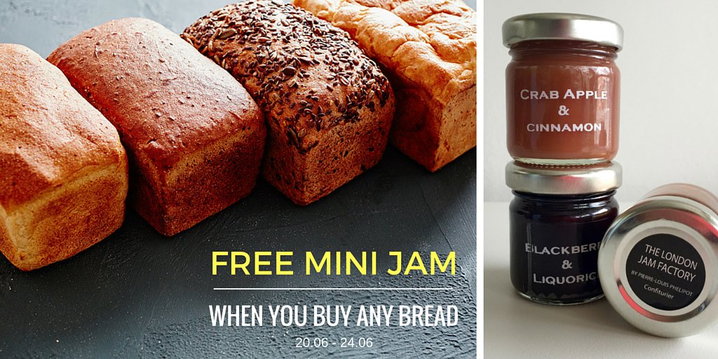 beyond_bread's tweet photo. This week's treat - free mini jam by @theLondonJamMan when you buy our #glutenfree bread  @EnjoyFitzrovia https://t.co/PuJfi2ATJR