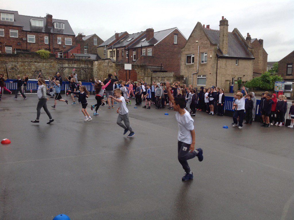 Going through their fitness routine