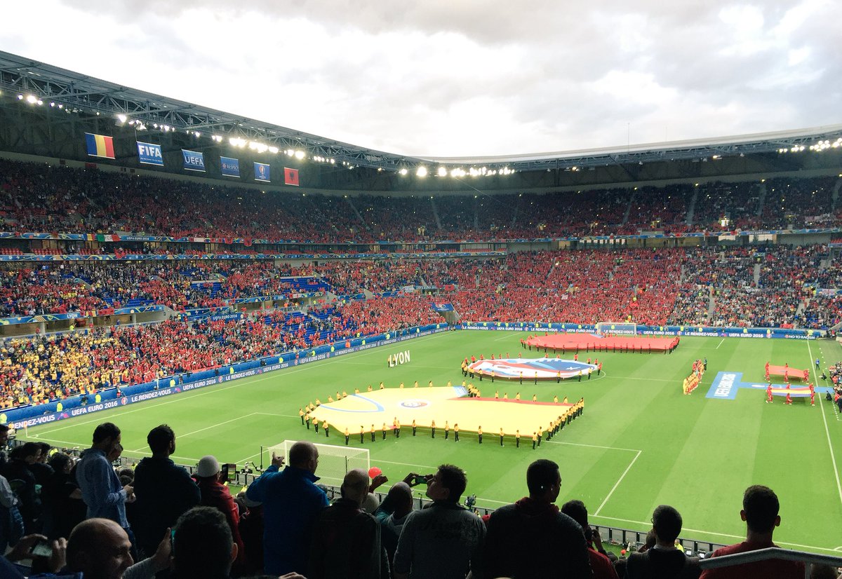TBenneworth's tweet photo. First ever trip to @OL's @Parc_OL last night for #ROMALB! Next stop, #Marseille. #Euro2016 #Lyon 🇫🇷⚽️🏆 https://t.co/xKyPaAX4ia