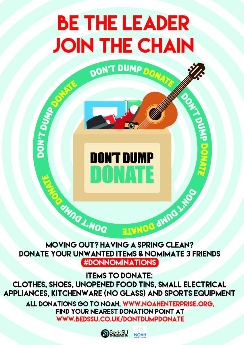 Remember - you can still #dontdumpdonate and help local charity NOAH. Donations open until the 26th June! #bedssu