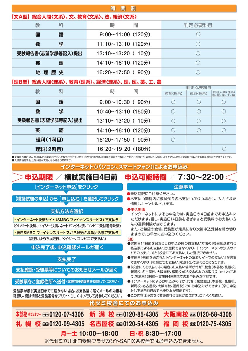 代ゼミ福岡校 в X: „○東大・京大入試プレ申込受付中○ 上記模試