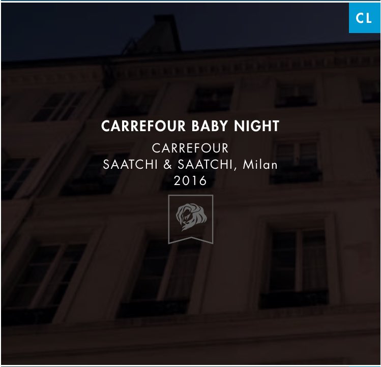 giuliofru's tweet photo. Carrefour #BabyNight in Shortlist! #CannesLions https://t.co/dR4bEsjvY5